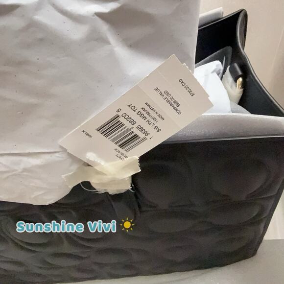 NWT Limited Coach Large Maggie Tote Bag In Blocked Signature Leather CY672 Black - Picture 14 of 15